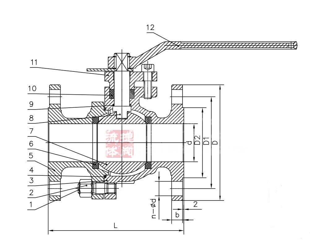 API6d 2PC 150lb 1-1/2′′ Special Alloy Steel C95800 Floating FF Ends Ball Valve
